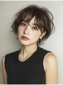 大人ショート×くすみベージュ