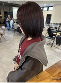 大人可愛い艶感ピンクブラウンボブ
