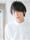 厚めの斜めバングが新鮮！黒髪ニュアンススマートマッシュf仙台