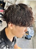 波巻きパーマツイストスパイラルパーマメンズマッシュパーマ