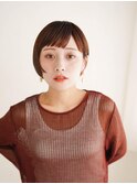 ミディアムヘア/斜めバング/グレージュカラー/新宿駅