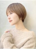  大人ショートボブ丸みショートカットマッシュショート前髪あり