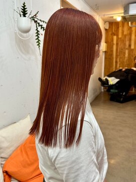 ハニー 町田(HONEY) ブリーチ無ダブルカラー　パプリカレッド　バレンシアオレンジ