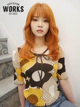 ワークス ヘアデザイン(WORKS HAIR DESIGN) ヴィンテージレイヤーロング　オレンジヘアー