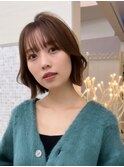 レイヤーカット/小顔カット/くびれヘア/ウエットヘア/グレージュ
