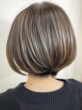 ネックス 表参道本店(nex) デザインカラーレイヤーカットウェットヘアオリーブベージュ白髪