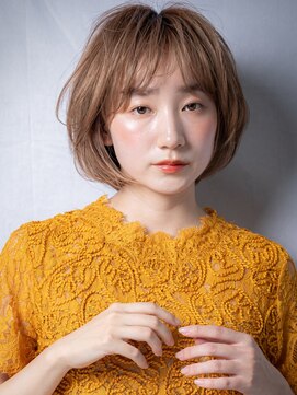 モッズヘア 越谷(mod's hair) ハイトーンカラーカーキベージュアッシュ丸みボブv越谷20代30代