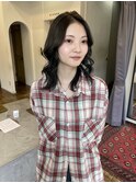 大人可愛い韓国春レイヤーアッシュグレージュ透明感カラー