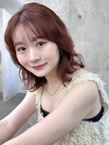 ガーデンヨコハマ(GARDEN YOKOHAMA)&nbsp;ダークレッド ニュアンスパーマ ミディアムヘア ローズブラウン