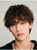 心斎橋シャドウパーマメンズマッシュウルフカット波巻きパーマ