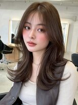 ノイズオオサカ 梅田店(NOISM OSAKA)&nbsp;小顔外ハネミディアムアッシュ20代30代40代くびれミディ韓国ヘア