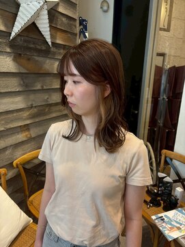 ルチア ヘア ステラ 京都店(Lucia hair stella) 顔周りミディアムレイヤーカットハッシュカット韓国京都河原町