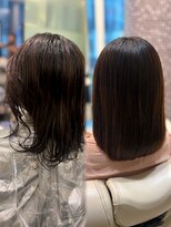 パーマ落としラボ アピッシュ 銀座(apish) パーマ落とし ミディアム パーマ戻し 自然なストレート