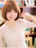 ミルクティーピンク前下がりぶつ切りボブc5戸田公園20代30代40代