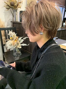 マイ ヘア デザイン 岡崎(MY hair design) 外国人風ハイトーンホワイトブロンドダブルカラー小顔ショート