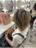 ハイトーン編み込みアレンジヘア