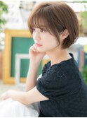 ★ミルクティーベージュ大人かわいい耳掛け丸みボブ30代40代★10