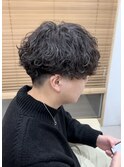 刈り上げツーブロック波巻きスパイラルパーマメンズマッシュ