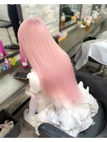 オズ 梅田店(OZ)&nbsp;ホワイトピンク×インナーホワイト/バージンレミーエクステ80枚
