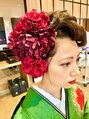 髪匠 雅 ミヤビ(MIYABI) 成人式でのヘアセット。花のヘッドドレスをあしらいました。