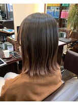 キャラ 池袋本店(CHARA)&nbsp;伸ばしかけボブピンクベージュフェイスフレーミング裾グラカラー