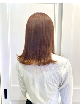 へアメイクワンプラス 四日市(HAIR MAKE ONEplus) オレンジブラウン透明感カラー/ブリーチなし/10代20代ストレート