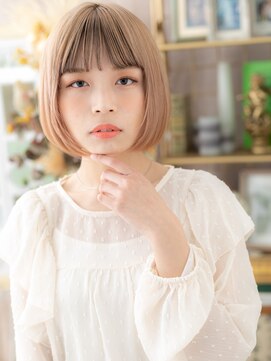 カバーヘア ブリス 上尾西口店(COVER HAIR bliss) ハイトーンカラー外国人風前下がり金髪ボブh2上尾10代20代30代!