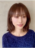 ミディアムレイヤーカット前髪カット髪質改善