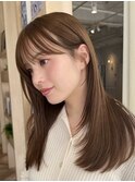 切りっぱなしボブエアリーロング美髪ピンクブラウン