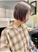 ミニボブ/グレージュ/ダブルカラー/切りっぱなしボブ