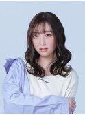 シアーラベンダーアッシュ×ウェーブセミロング