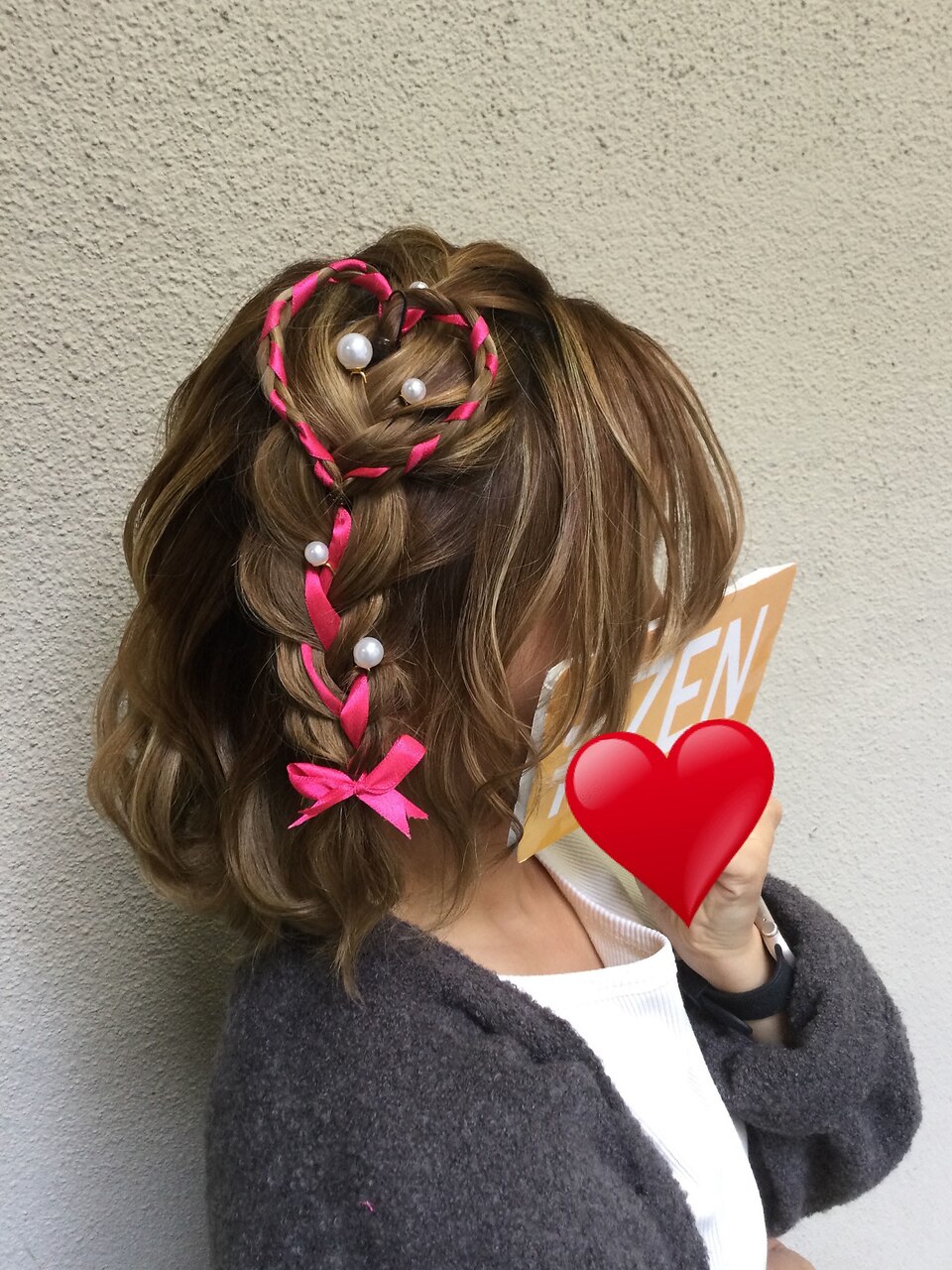 アレンジリボン　ヨコハマ リボン編み込みのハートアレンジ：L191932138｜ヘアアンドメイク ゼン