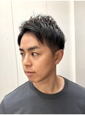 メンズビジネスメンズカットツーブロック爽やか黒髪髪質改善床屋