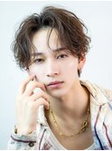 ハイライトメンズ波巻きスパイラルパーマサーフスタイルウルフ