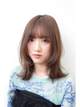 ソレイユトウキョウシブヤ(SOLEIL TOKYO shibuya) ミディアム顔周りレイヤー韓国くびれヘア透明感ベージュ