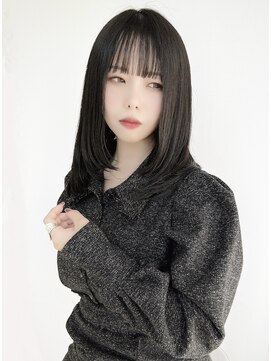 マッシュアンドマッシュアヴェダ ららぽーと福岡店(mash&mash AVEDA) 《黒髪レイヤー》ミディアムレイヤー/小顔レイヤー/暗髪カラー