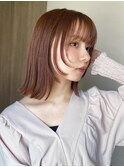 イメチェン美髪外ハネボブミディアムストレート寒色系カラー