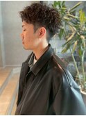 メンズショート ツーブロック アップバング メンズパーマ 20代