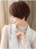 艶感ナチュラルブラウン小顔丸みショートマッシュY上尾30代40代