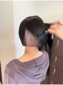 低めインナー×切りっぱなしボブ
