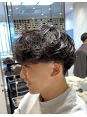 海外風シャドーパーマ×テーパーフェード！