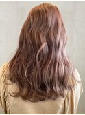 20代30代髪質改善カラーゆるウェーブピンクベージュ