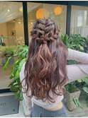 【ヘアセット】編み込みハーフアップ