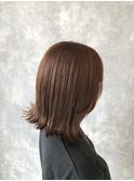 サンドベージュ+切りっぱなしボブ