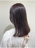 セミロングレイヤー　艶ブラウン