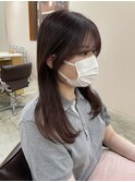顔まわりカット×ピンクブラウン