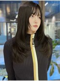 ハッシュカット 韓国レイヤー 黒髪 レイヤーカットロング 東垂水
