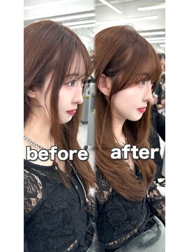 アマトウキョウ アユンチェ(AMA TOKYO×AYUNCHE) 前髪顔まわり韓国ヘアレイヤーカットサイドバンク2wayバンク韓国