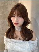 髪質改善縮毛矯正レイヤーカット顔周り前髪韓国ミニウルフ/銀座