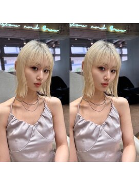 ロンドプロフィール 浦和(Lond profil) イメチェン　ボブ　外ハネボブ　美髪　ホワイトブロンド　韓国